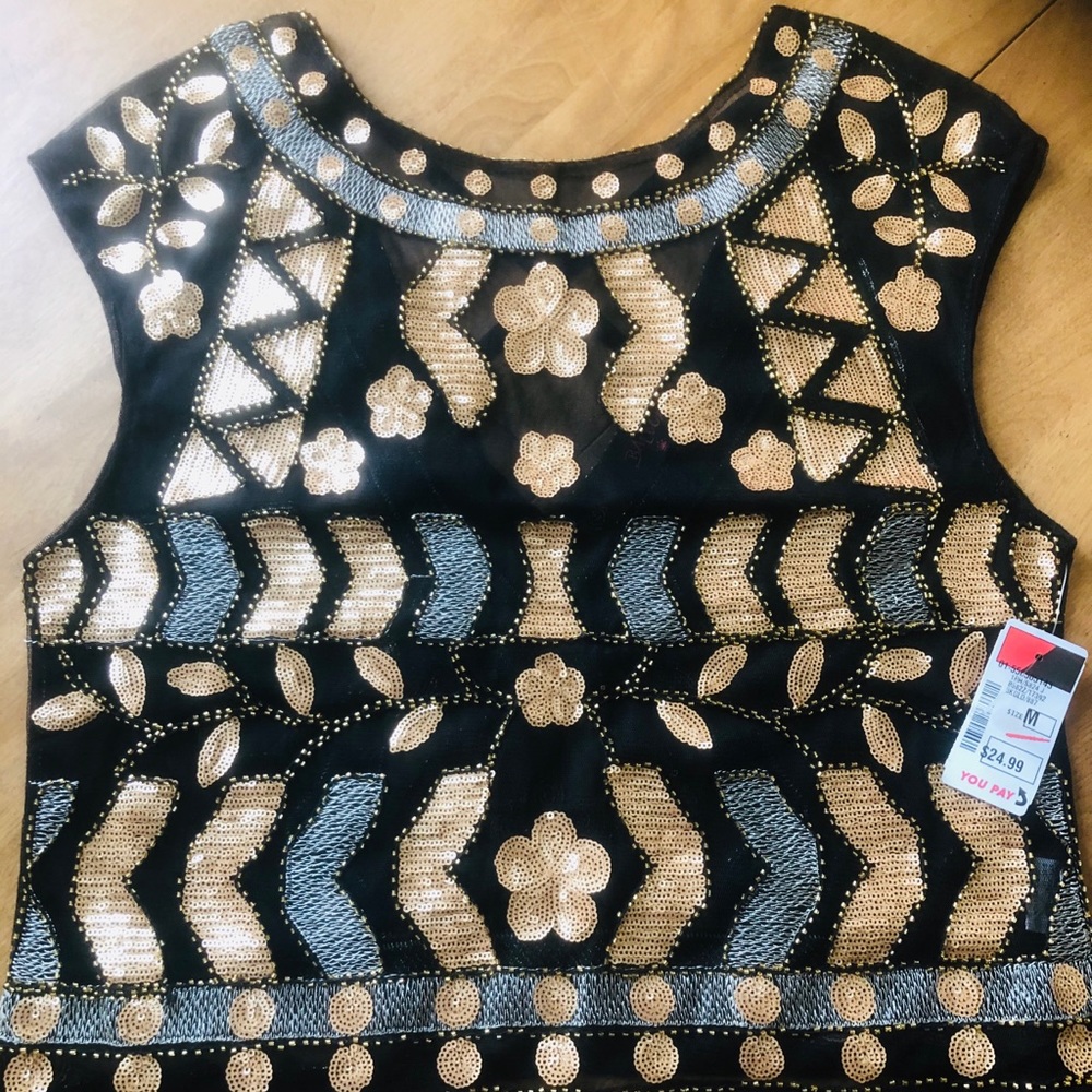 Black and Gold Crop Top